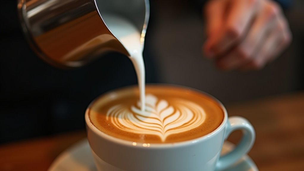 pouring latte art rosettes