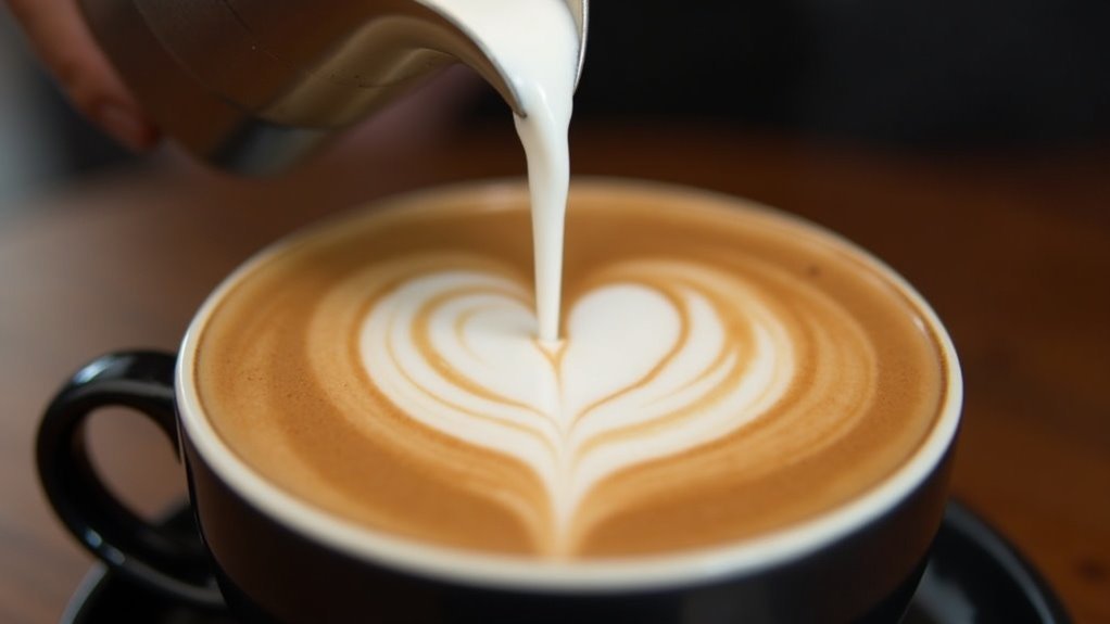 pouring latte heart design